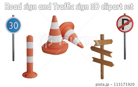 Road sign and traffic sign clipart element ,3D render road sign concept isolated on white background icon set No.21 Road sign and traffic sign clipart element ,3D render road sign concept isolated on white background icon set No.21 113171920