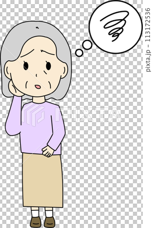 Illustration of a worried grandmother 113172536