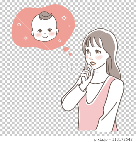 插圖,上半身,一個想要孩子的女人。 插圖,上半身,一個想要孩子的女人。 113172548