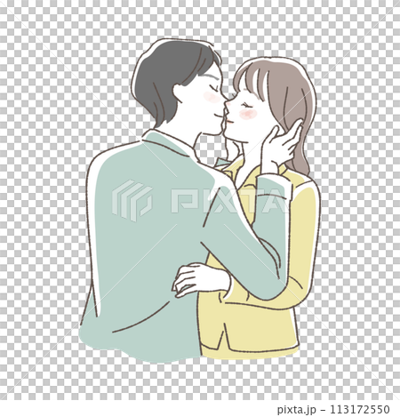 家族計画を考える夫婦、キスイラスト。 113172550