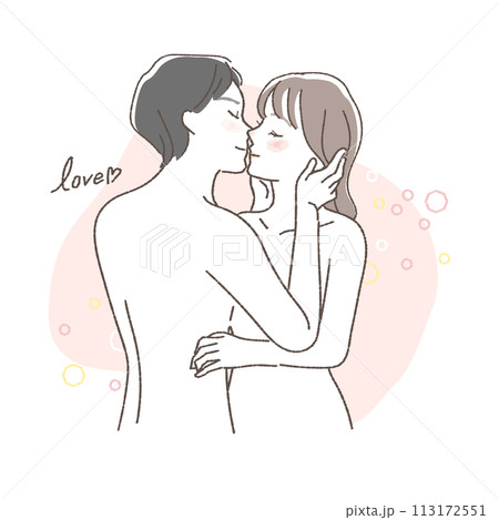 家族計画を考える夫婦、キスイラスト。 113172551