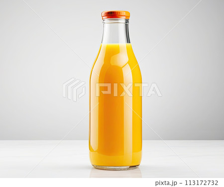 Glass bottle of orange juice 113172732