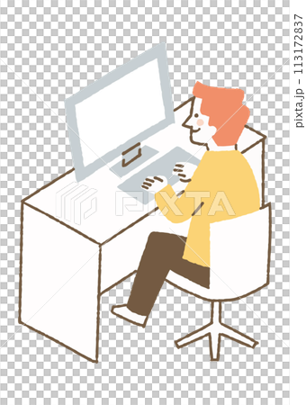 A man working on a desktop computer_color 113172837