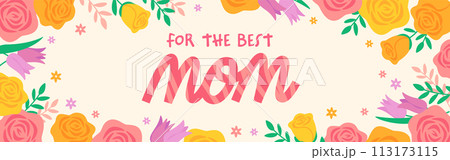 母の日　かわいい花のカラフルなフレーム 113173115