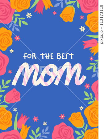 母の日　バラの花のポップなフレーム 113173119