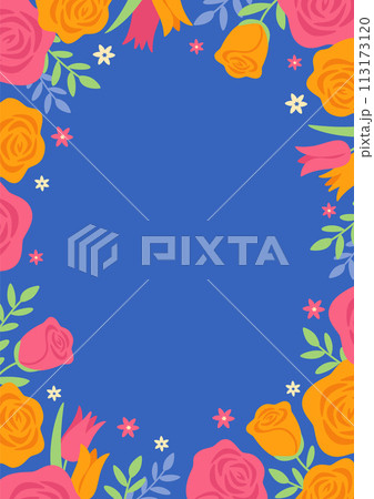 バラの花のポップなフレーム 113173120