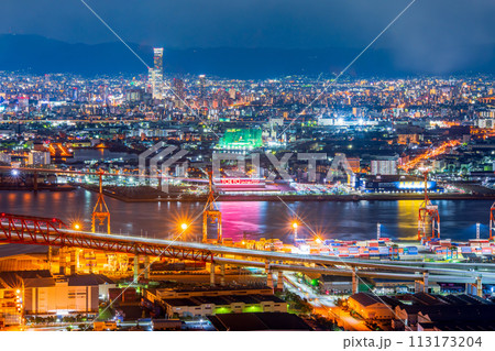 大阪咲洲庁舎コスモタワー展望台からの夜景 大阪咲洲庁舎コスモタワー展望台からの夜景 113173204