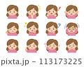 いろいろな表情の女性 113173225