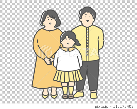 Family illustration of young couple and children 113173405