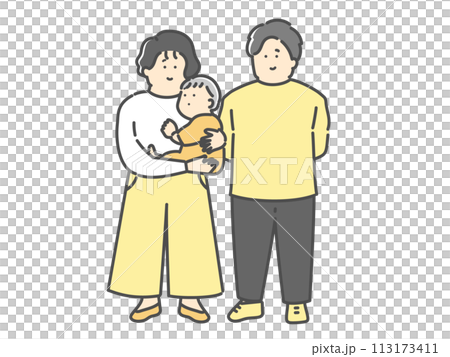Family illustration of young couple and children Family illustration of young couple and children 113173411
