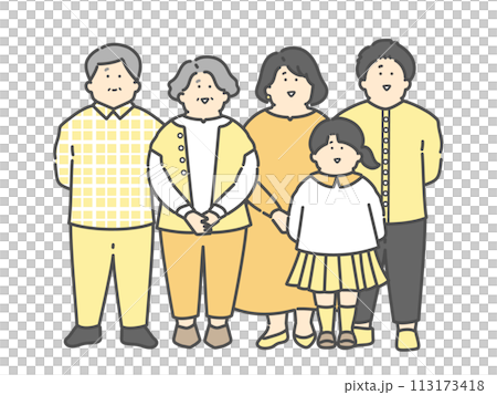 Full-body illustration of a three-generation family Full-body illustration of a three-generation family 113173418