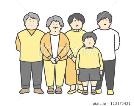 三世代家族の全身イラスト 113173421