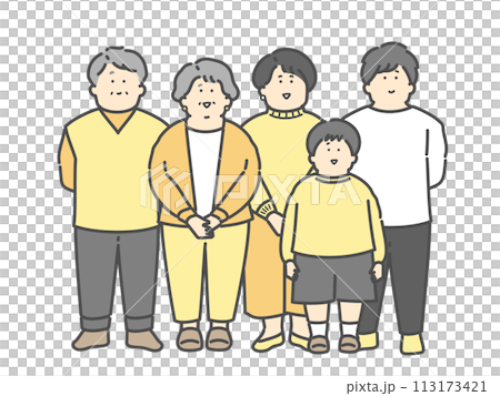 三世代家族の全身イラスト 113173421