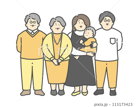 三世代家族の全身イラスト 三世代家族の全身イラスト 113173423