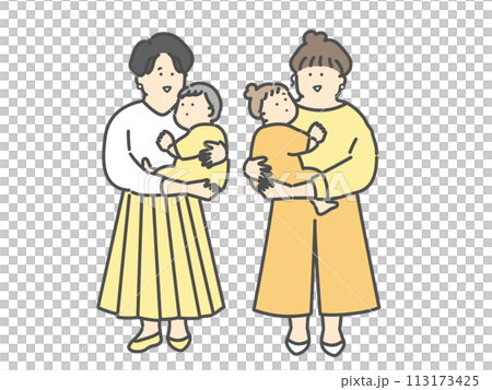 ママに抱っこされる赤ちゃん 113173425