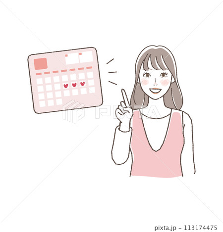 家族計画をカレンダーで考えるイラスト。 113174475