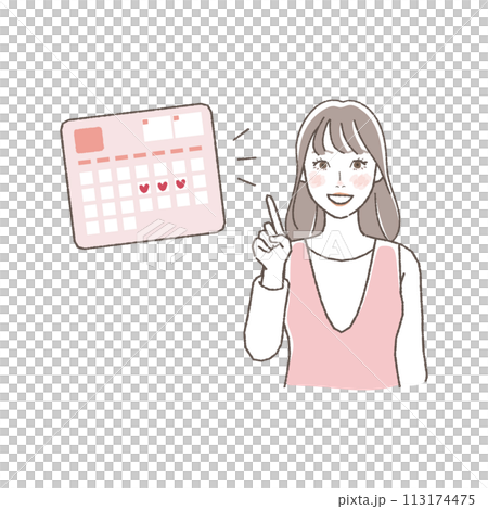 家族計画をカレンダーで考えるイラスト。 113174475