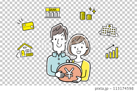 Vector illustration material: Couple thinking about money Vector illustration material: Couple thinking about money 113174598