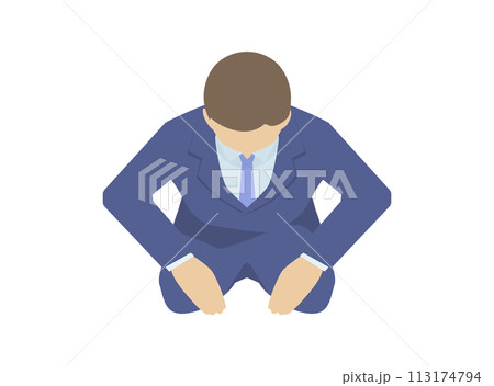 地面に座って頭を下げる人物のイラスト 地面に座って頭を下げる人物のイラスト 113174794