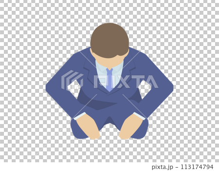 地面に座って頭を下げる人物のイラスト 地面に座って頭を下げる人物のイラスト 113174794