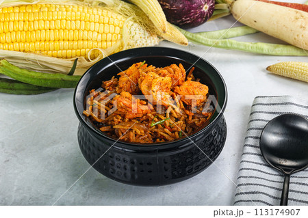 Indian cuisine - Biryani rice with prawn 113174907