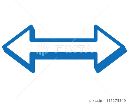 立体的な両矢印のアイコン 左右矢印 ダブル 白青 立体的な両矢印のアイコン 左右矢印 ダブル 白青 113175540