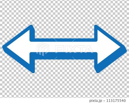 立体的な両矢印のアイコン 左右矢印 ダブル 白青 立体的な両矢印のアイコン 左右矢印 ダブル 白青 113175540