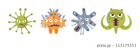 Aggressive Fantastic Alien Microorganism with Tentacles Vector Set Aggressive Fantastic Alien Microorganism with Tentacles Vector Set 113175551