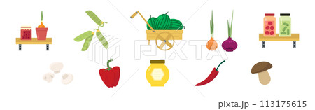 Farm Product Produce and Harvest Flat Vector Set 113175615