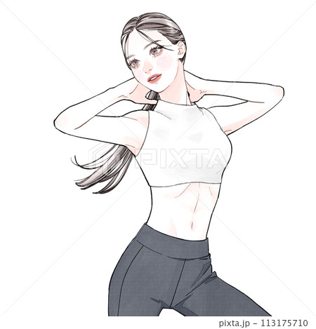 トレーニングウェア姿でダンスをする女性 113175710