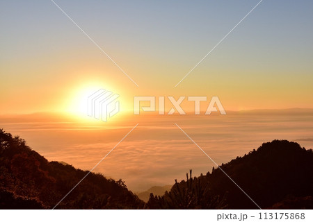 御斎(おとぎ)峠展望台からの伊賀盆地の雲海 御斎(おとぎ)峠展望台からの伊賀盆地の雲海 113175868