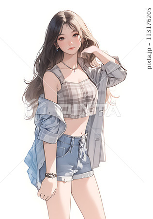 アニメ風女性立ち絵 AI生成のイラスト素材 [113176205] - PIXTA