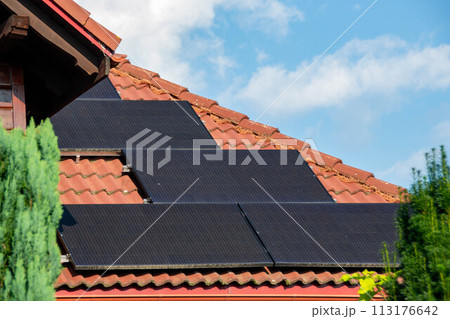 Solar power energy on the roof to a standard house Solar power energy on the roof to a standard house 113176642