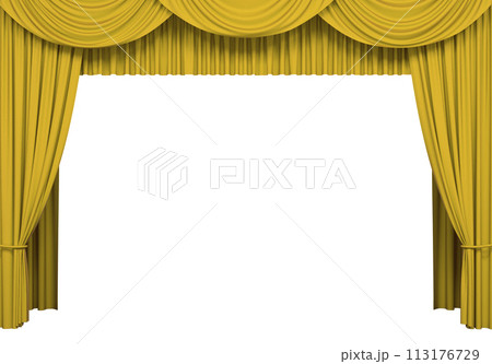 Luxury stage or windows curtains, realistic 3D illustration Luxury stage or windows curtains, realistic 3D illustration 113176729