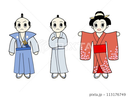 江戸の町人③（武士、町人、町娘） 113176749