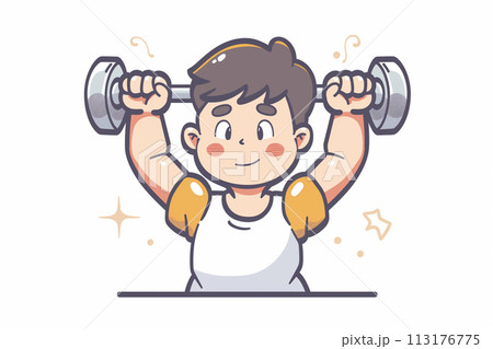 バーベルで筋トレする男性 バーベルで筋トレする男性 113176775