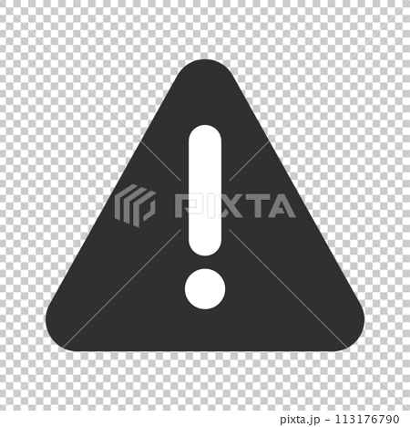 三角形に!マークのシンプルなアイコン - エラーや警告･注意喚起のサインのデザイン素材 113176790