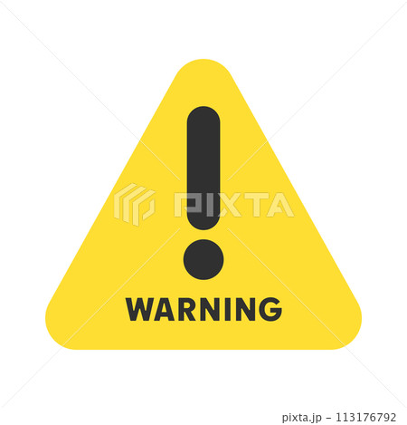 三角形に!マークとWARNINGの文字のシンプルなアイコン - 警告･警戒に関するサインの素材 113176792