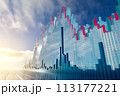 3D trading chart against the sky. Concept of trade, technology, investment and analysis. 113177221