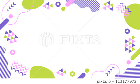 かわいいポップなメンフィスデザインのフレーム囲み枠 かわいいポップなメンフィスデザインのフレーム囲み枠 113177972
