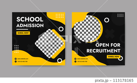 Collection of trendy school admissions, professional social media post templates. Square banner design background. Collection of trendy school admissions, professional social media post templates. Square banner design background. 113178165