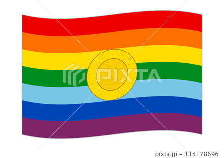 Waving flag of Department of Cuzco, administrative division of Peru. Vector illustration. Waving flag of Department of Cuzco, administrative division of Peru. Vector illustration. 113178696