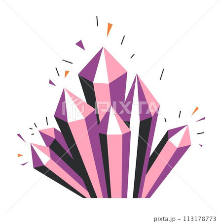 Pink gemstones, precious stones and jewelry vector Pink gemstones, precious stones and jewelry vector 113178773