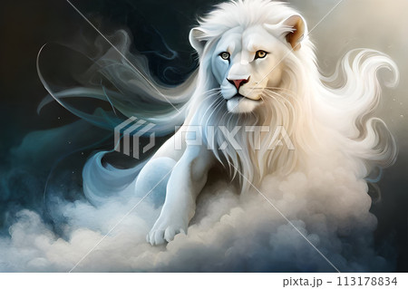 Majestic spiritual white tiger glowing blue lights. Majestic spiritual white tiger glowing blue lights. 113178834