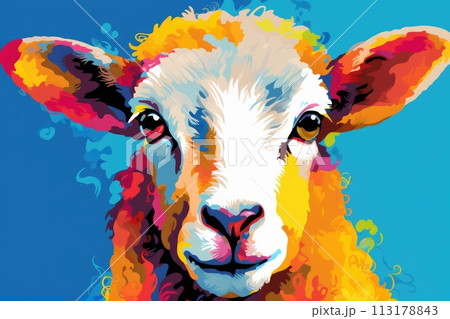 colorful sheep animal portrait illustration 113178843