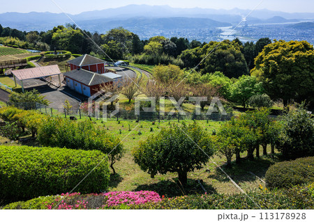 寺山いこいの広場　展望台から見る薩摩川内市の街並み 113178928