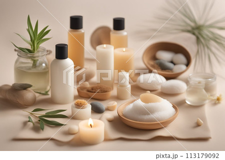 Spa products concept, spa bath background 113179092