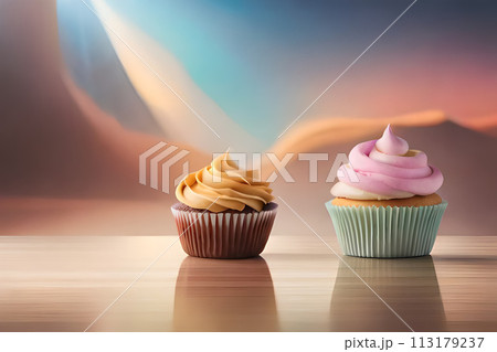 Dessert element isolated on pink background. 113179237