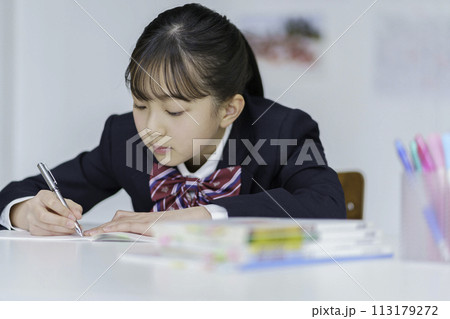ノートに文字を書く女子学生 113179272