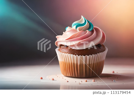 Dessert element isolated on pink background. 113179454